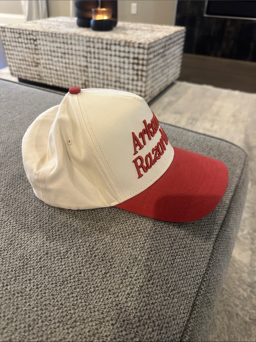 Arkansas Razorbacks Two-Tone Retro Baseball Cap - Red & Cream - Picture 7 of 8